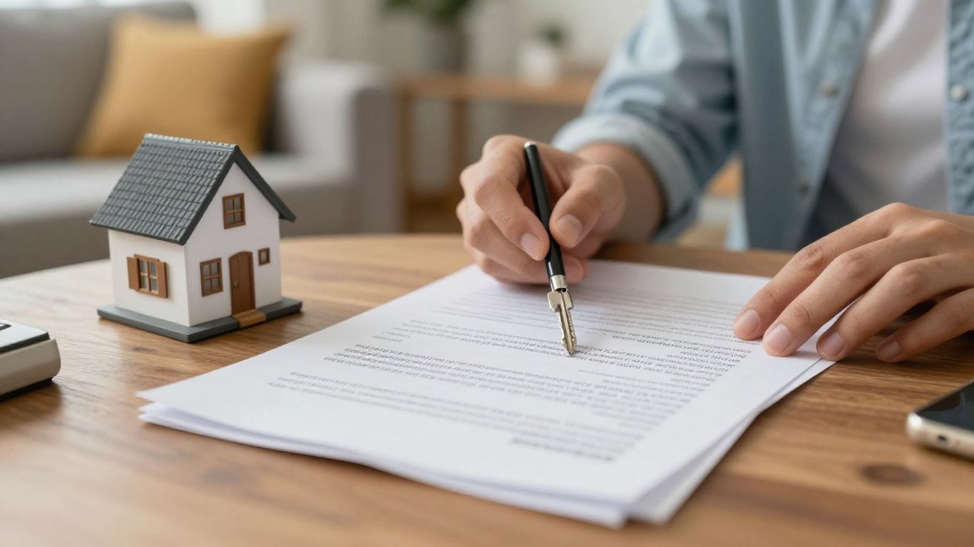 Persona revisando documentos de seguro del hogar.