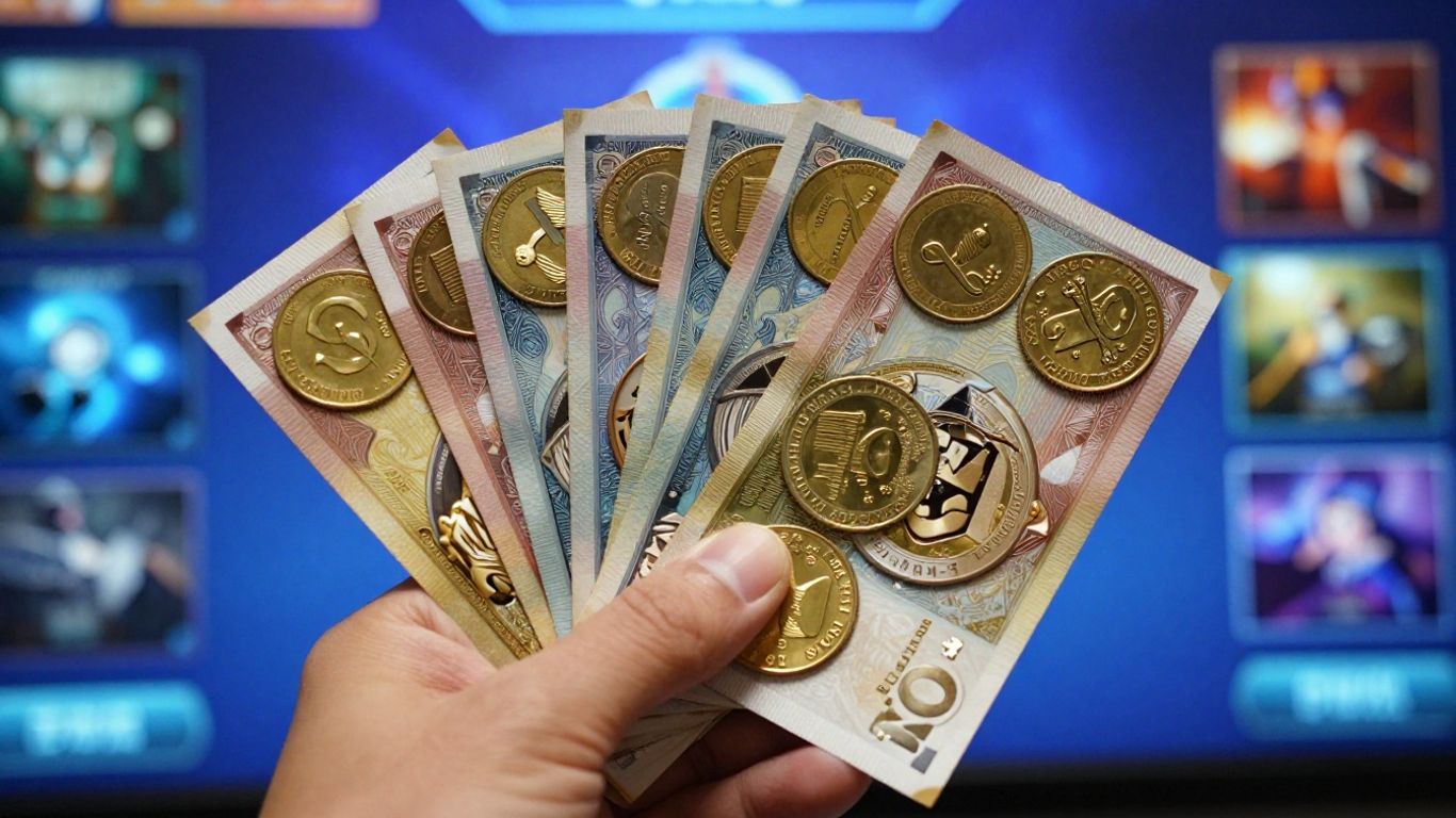 Virtual game currency in hand