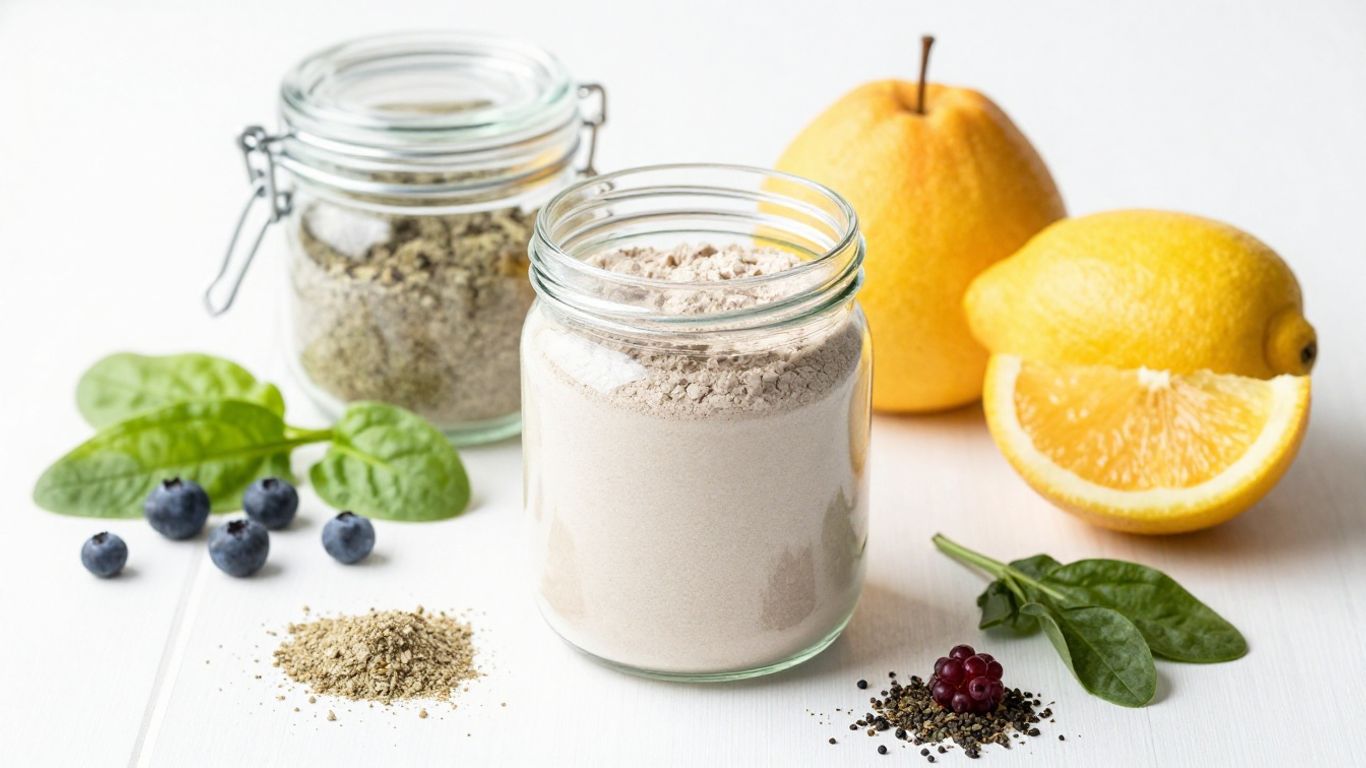 Herbalife protein powder with fresh ingredients.