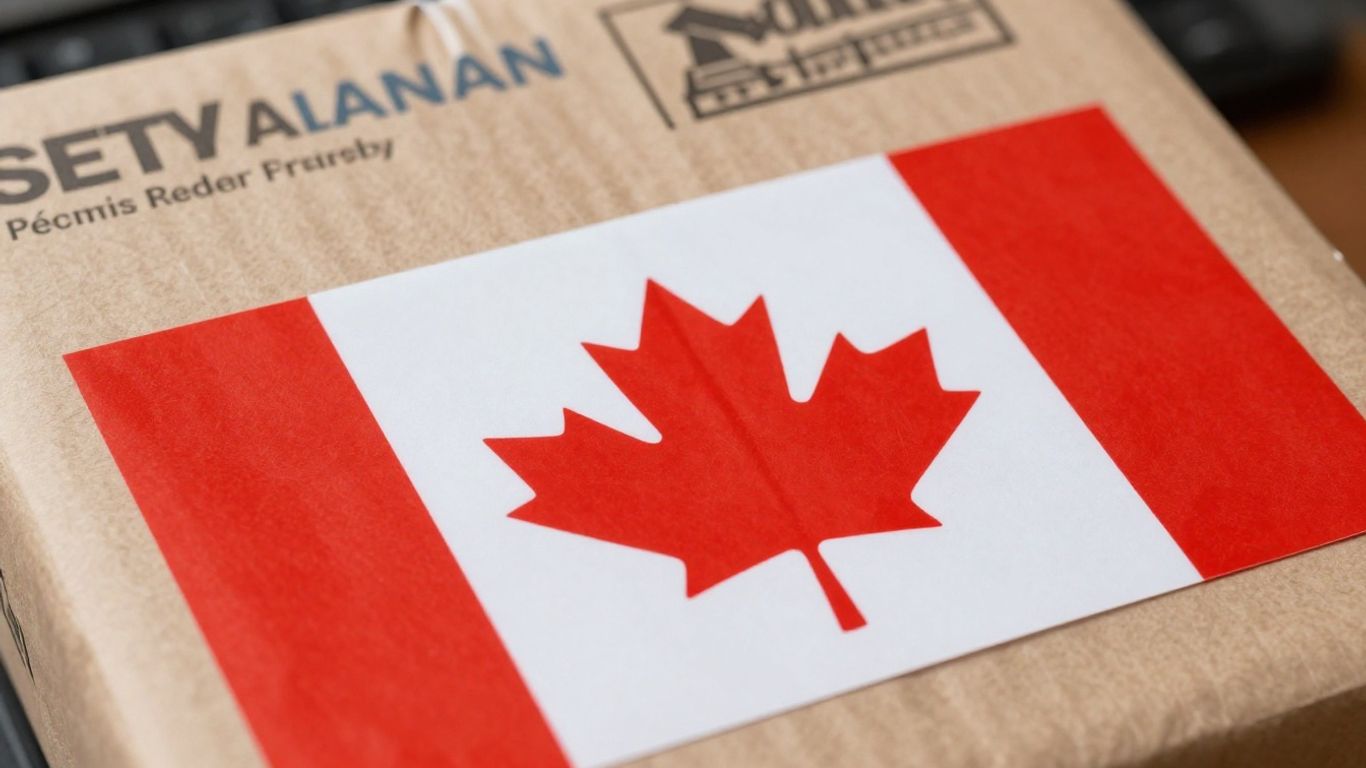 Canadian flag on a package