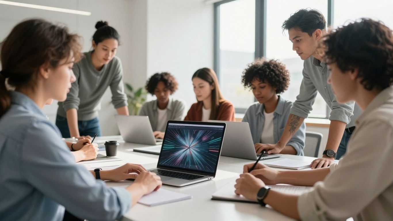 Team working on industry specific software.