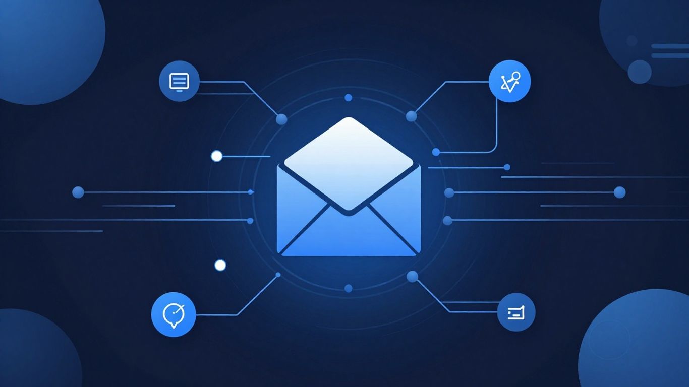 Technical illustration of email analysis and data flow.