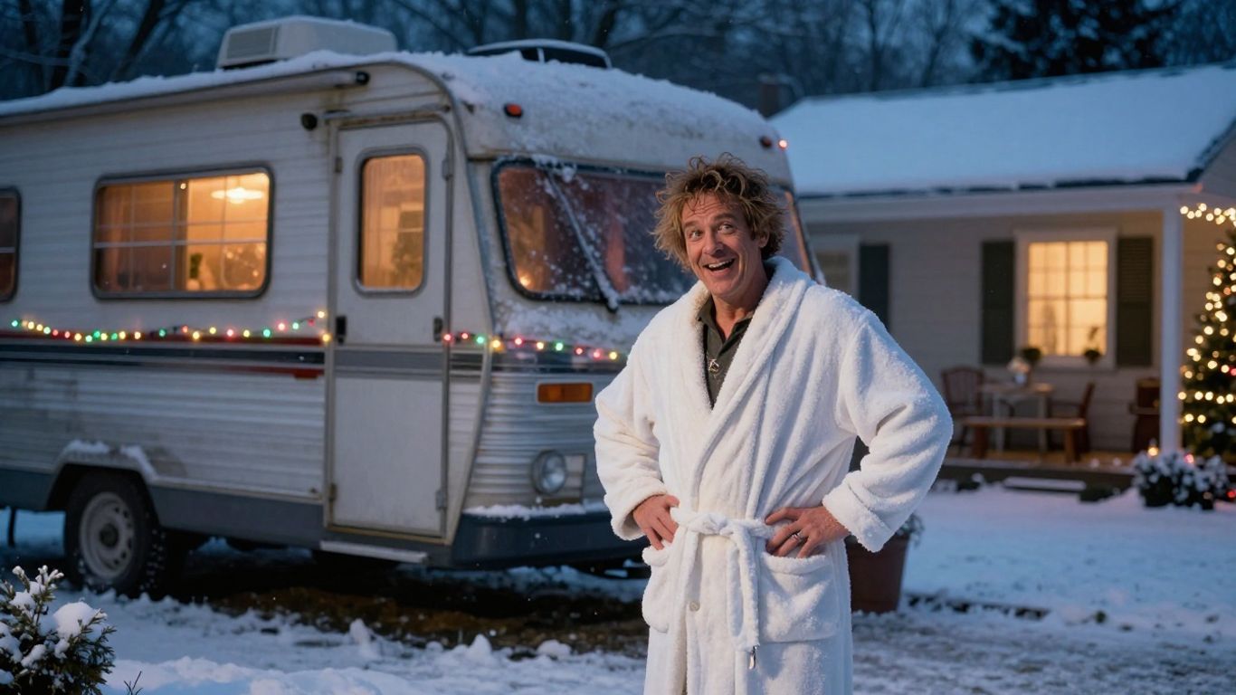 Randy Quaid as Cousin Eddie beside an RV