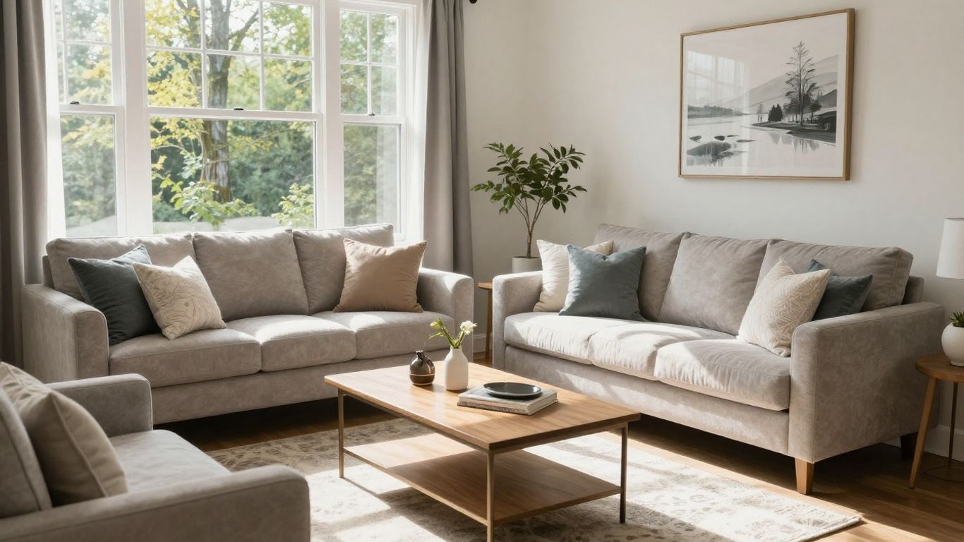 Modern Gatlinburg Airbnb living room with stylish furniture.