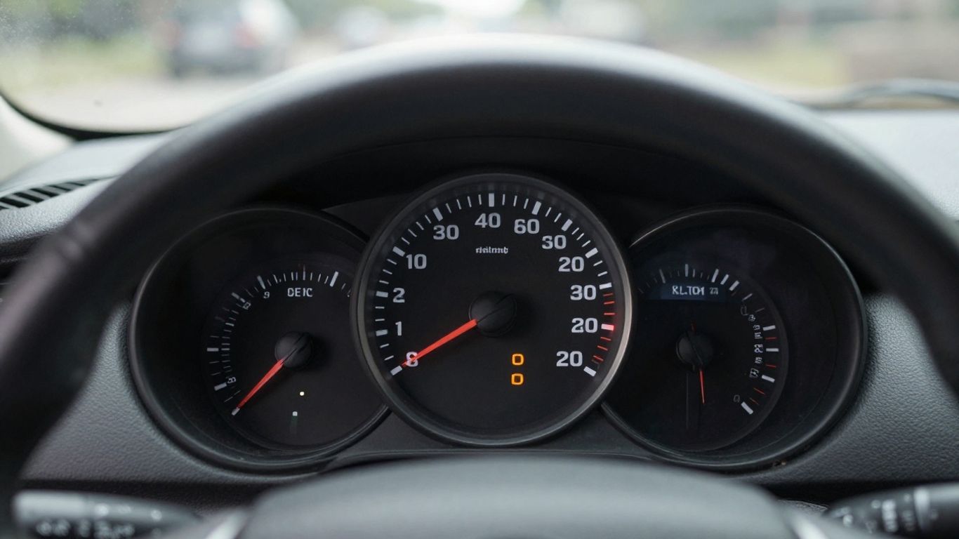 Auto-Armaturenbrett mit Tacho und Lenkrad