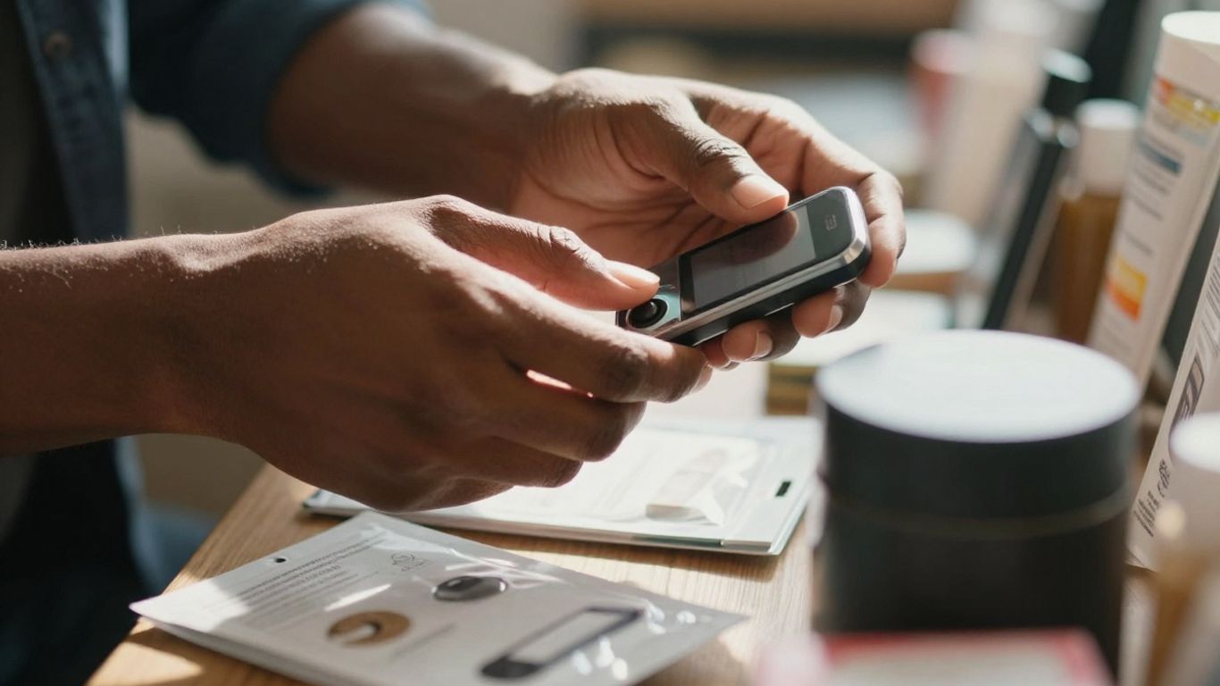 Person examining products for Amazon sales