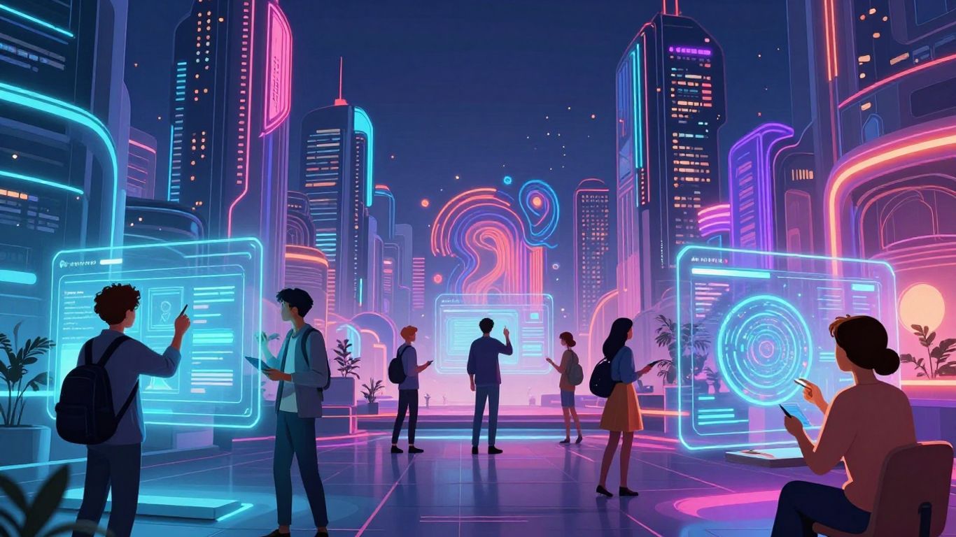 Criação de sites com inteligência artificial e arte digital.