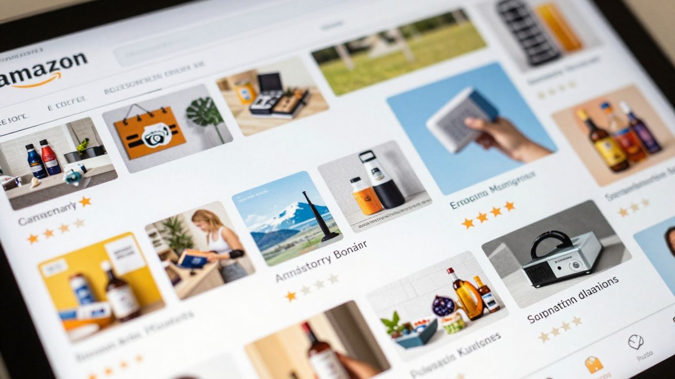 Amazon product listing with images and ratings.