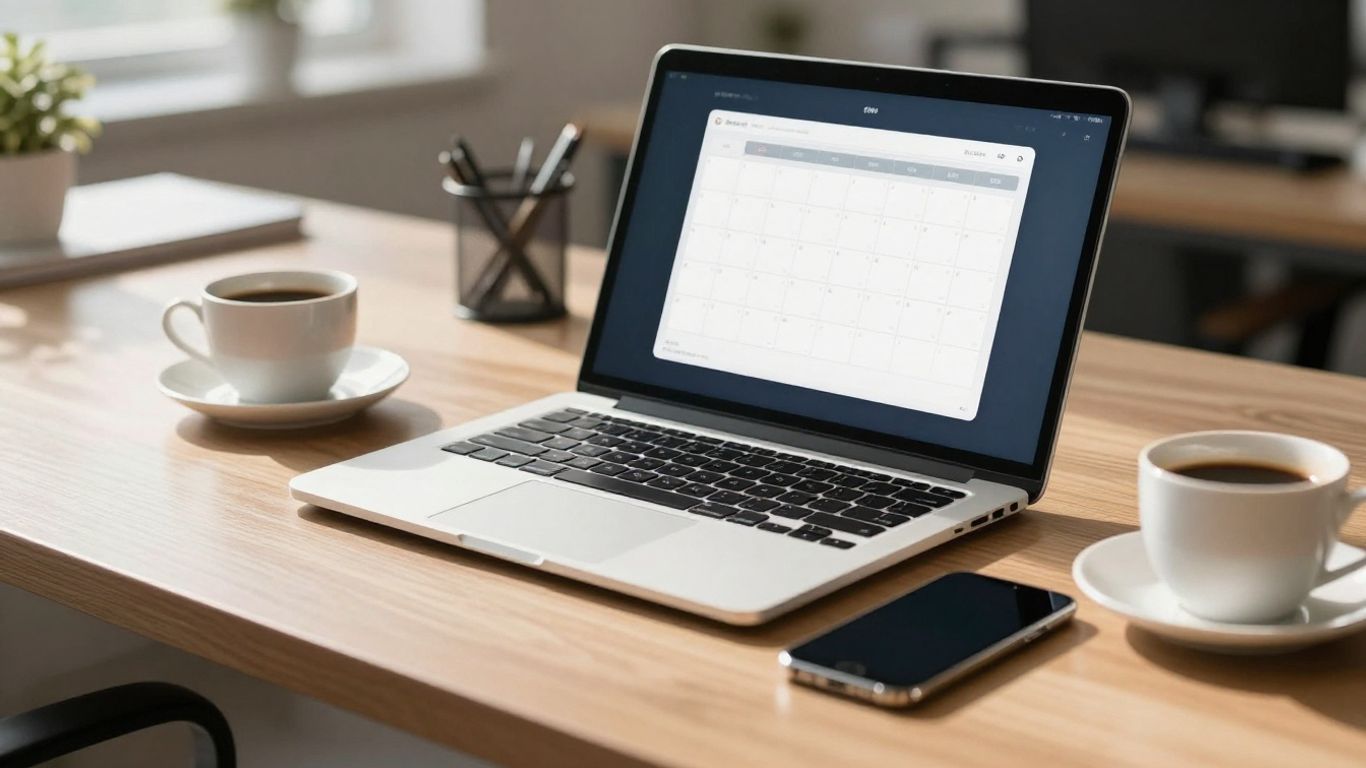 Zoho Bookings calendar interface on a laptop.