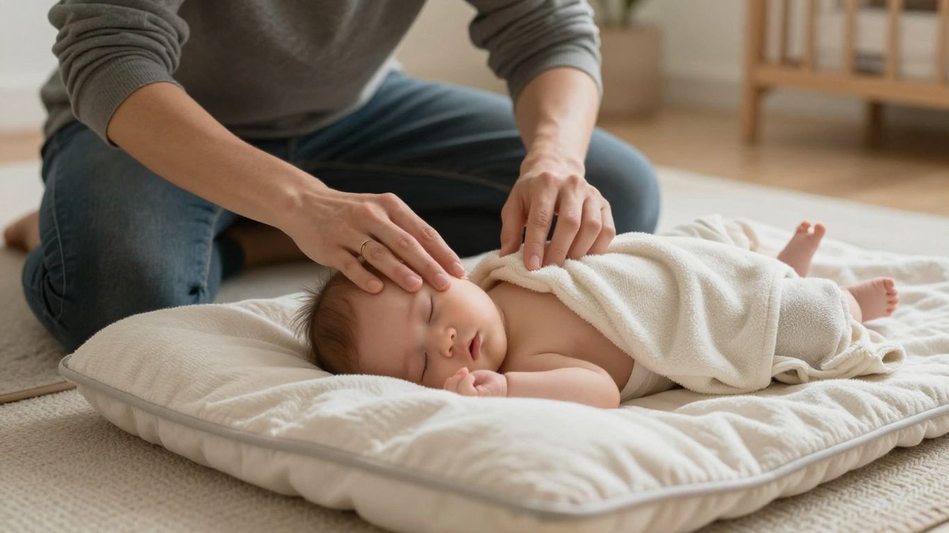 Un adulto prepara un masaje infantil