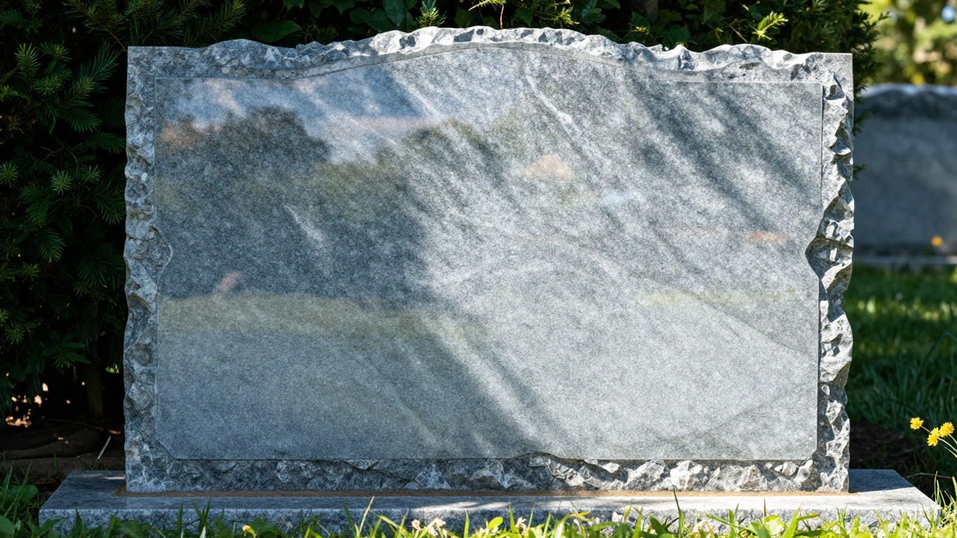 Polished granite memorial stone with natural veining.