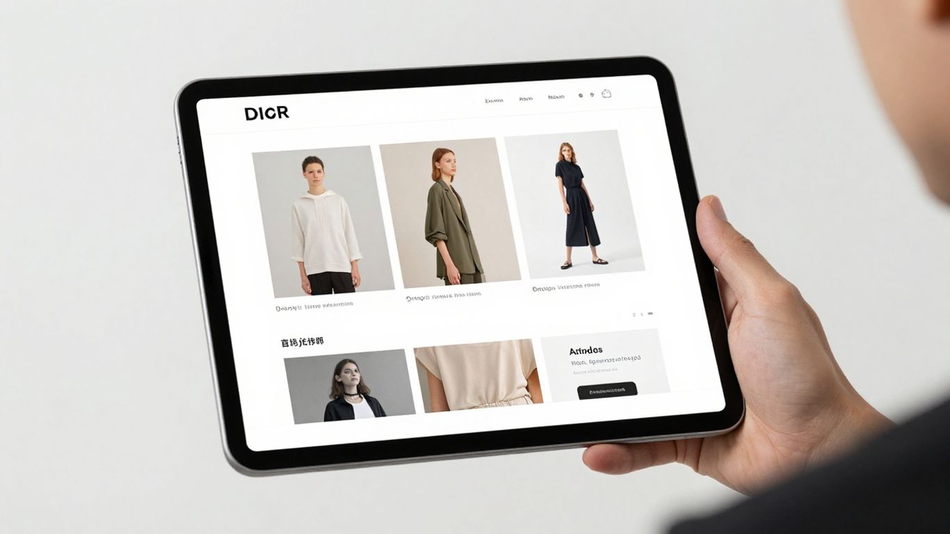 Modern minimal web interface design on tablet