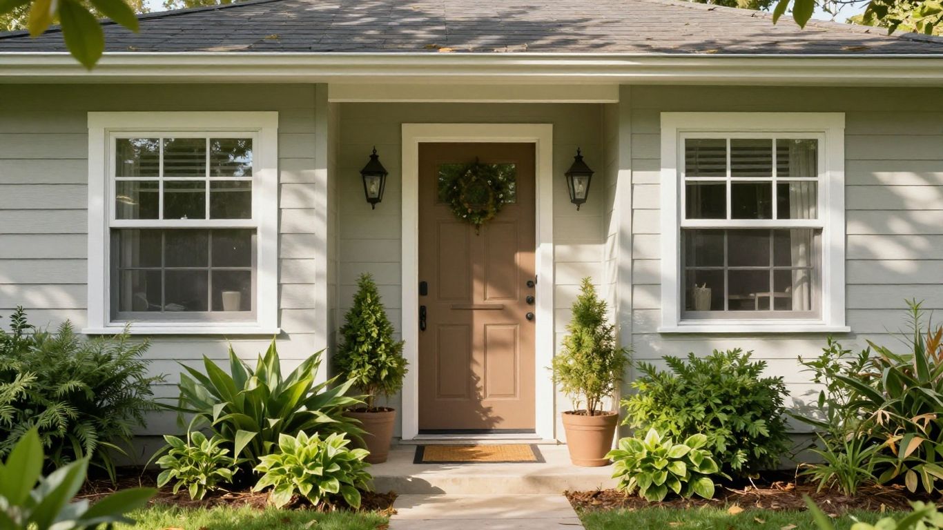 Casa segura y protegida con plantas verdes y luz solar.