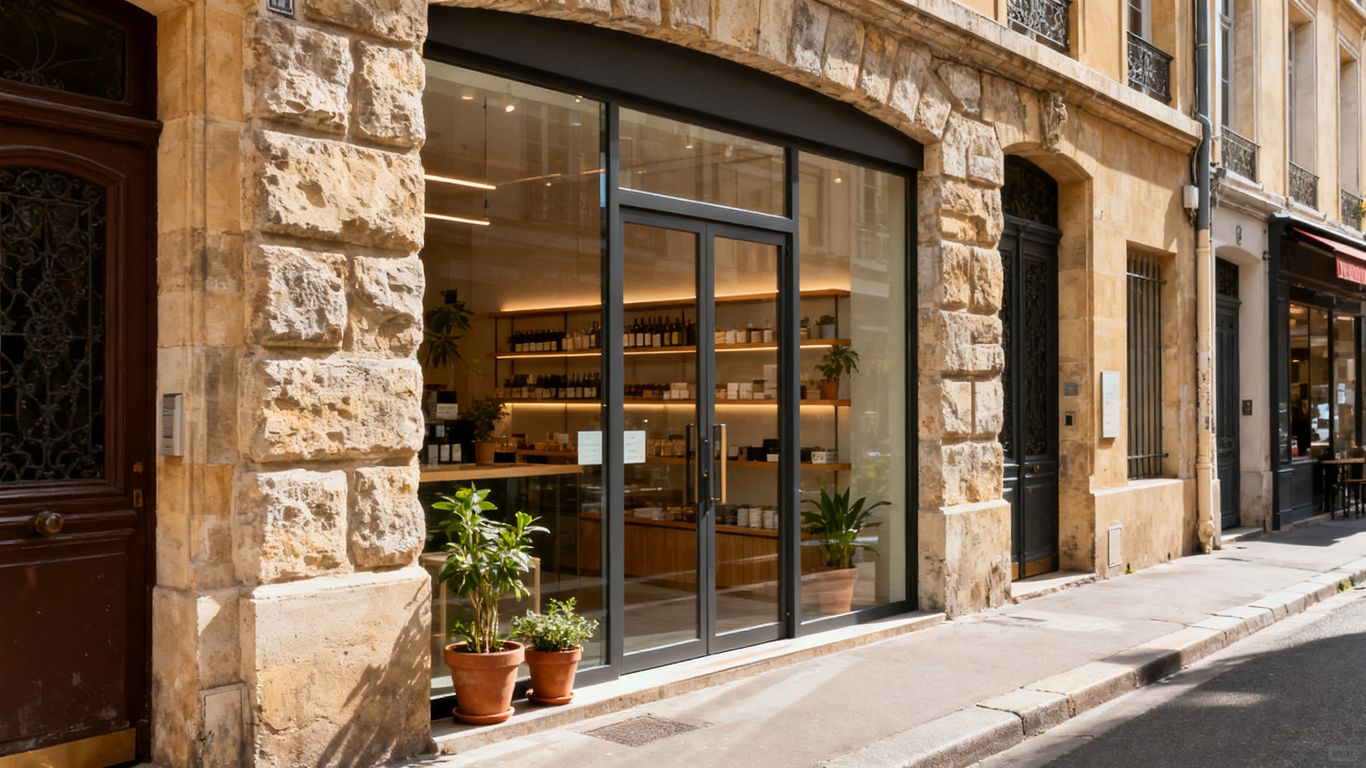Façade accueillante d’un commerce de quartier en journée