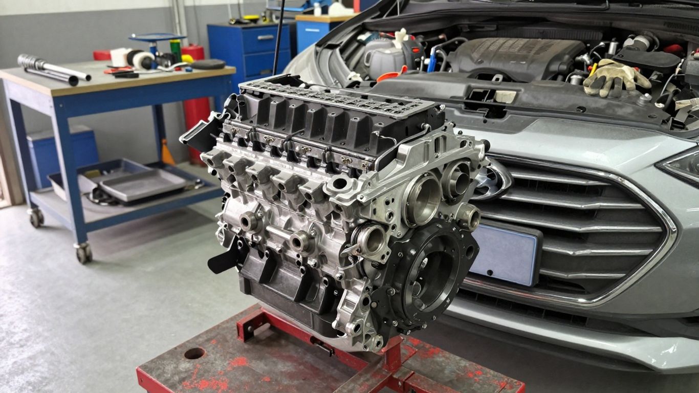 Replacement engine prepared for vehicle installation