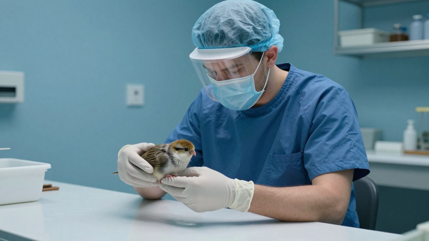 Schutzhandschuhe und Maske bei der Tierpflege