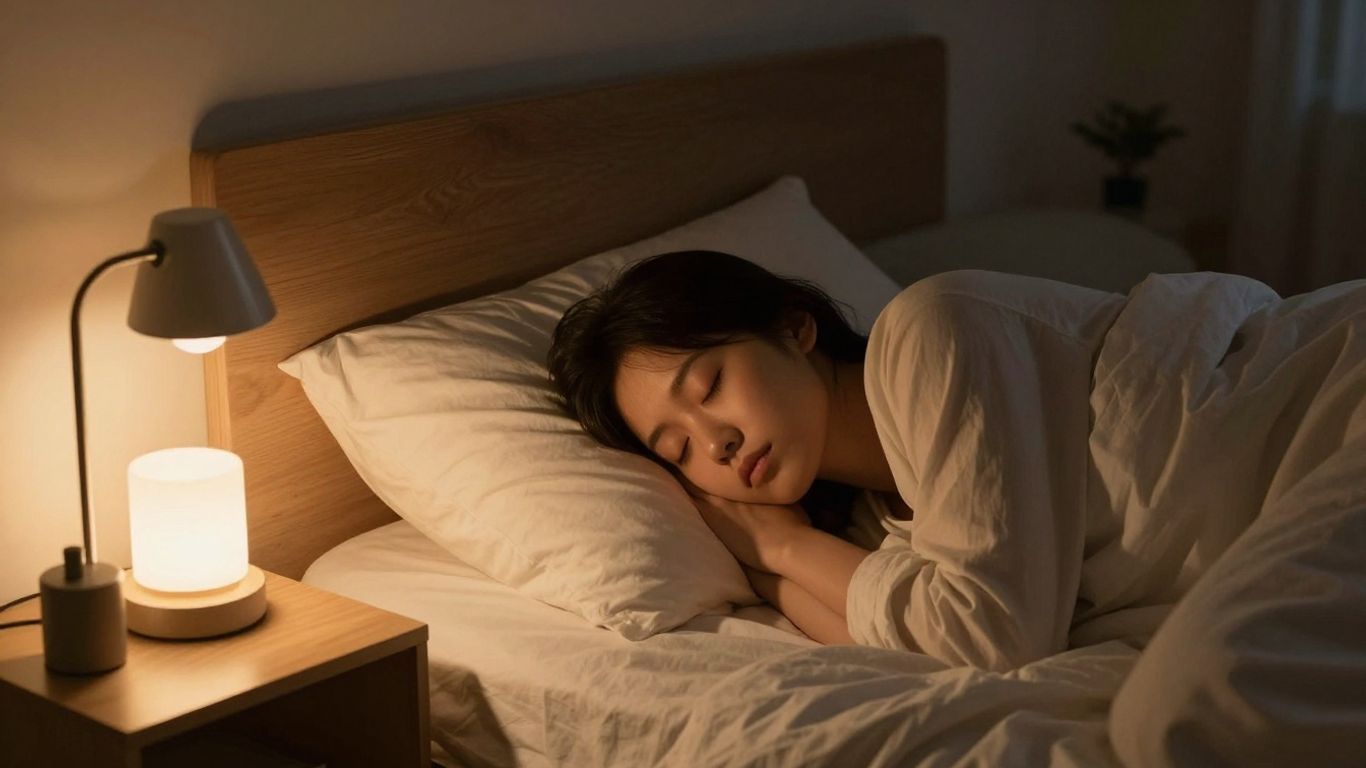 Gedimmtes Licht im Schlafzimmer bereitet auf den Schlaf vor.