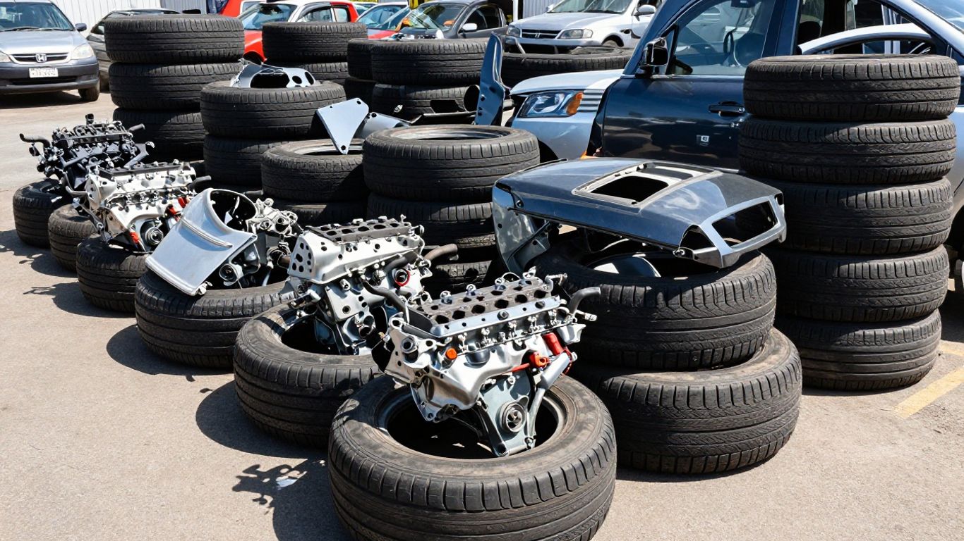 Honda car parts at a Canberra wrecking yard.