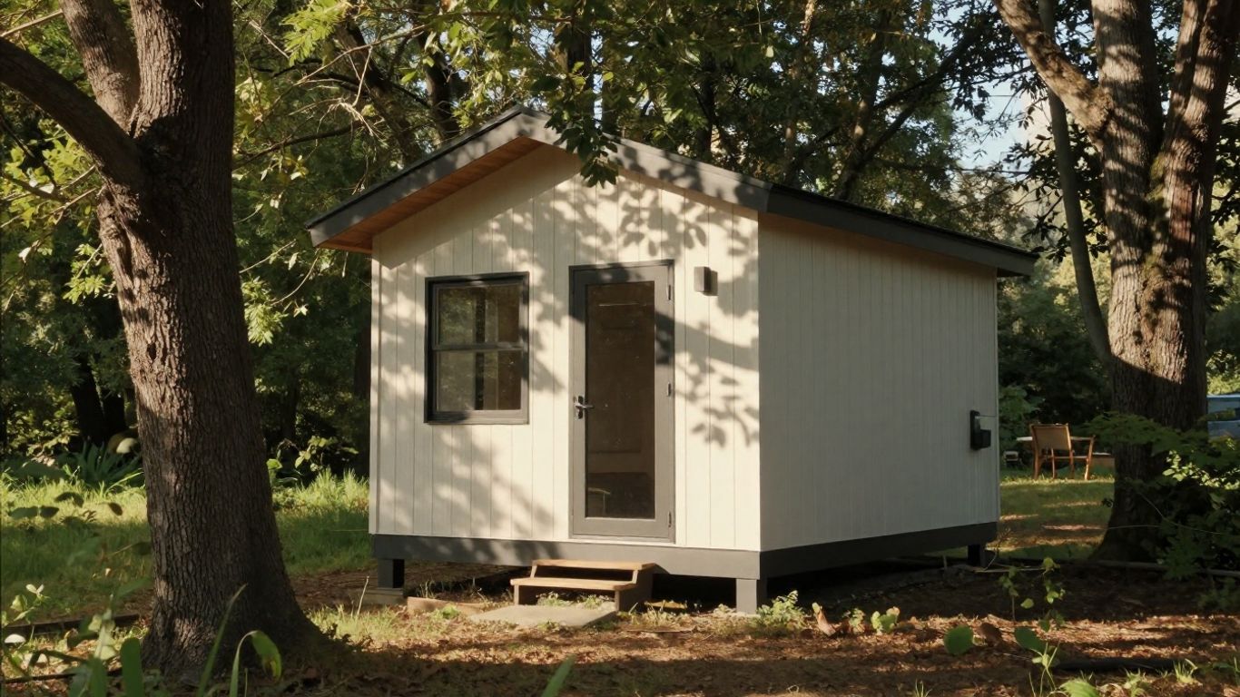 Tiny home in a scenic Oregon forest setting.