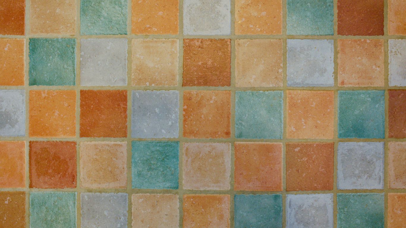 Travertine tiles showing contrasting finishes