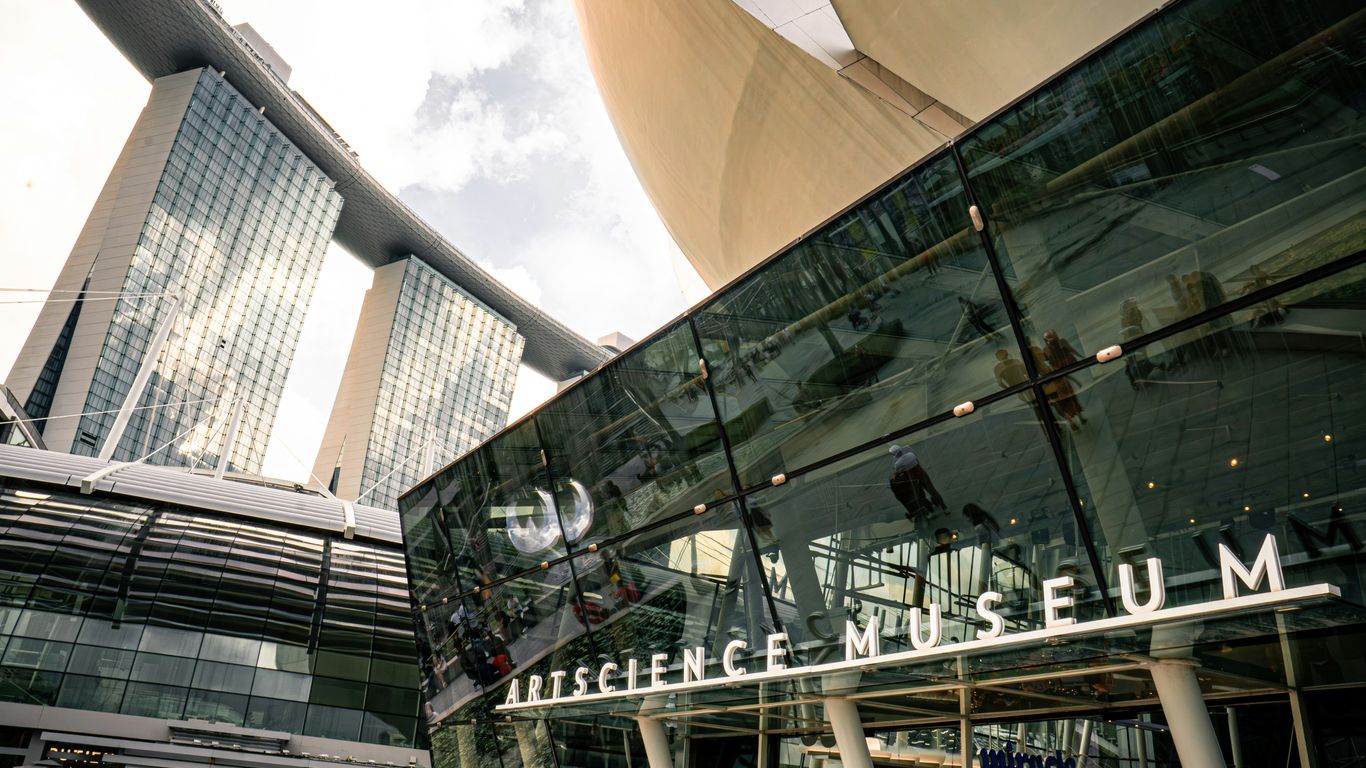 Singapore museum facade beneath tropical sky