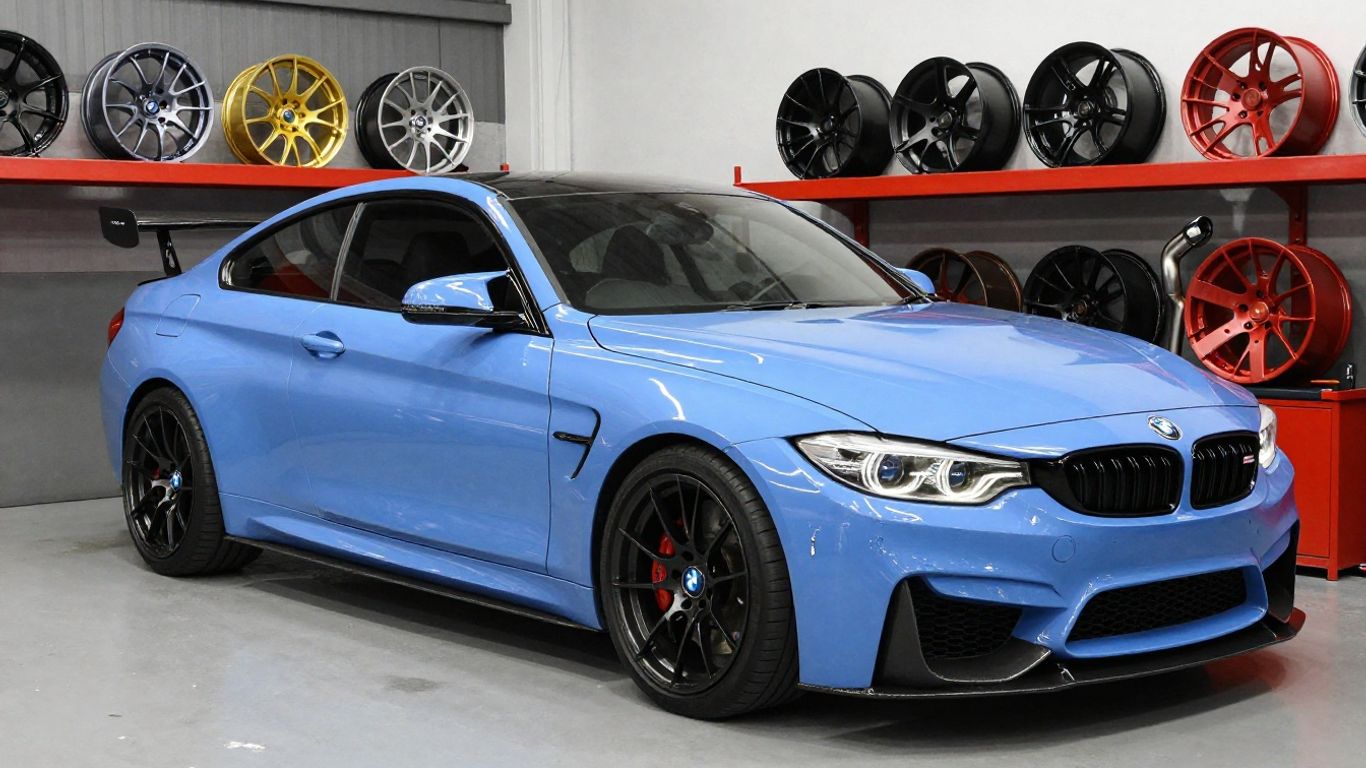 Used BMW M4 performance parts in Sydney workshop.