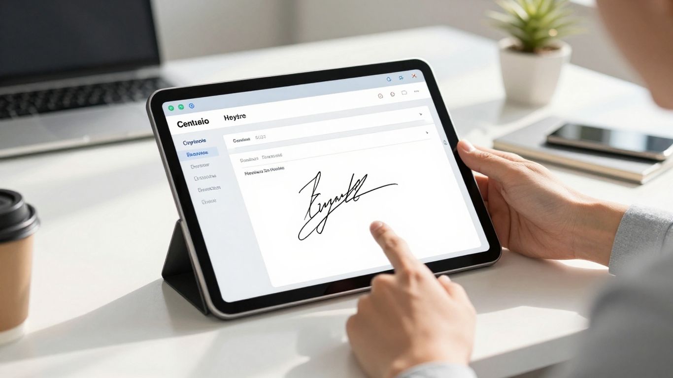 Signeasy e-signature interface on a tablet screen.