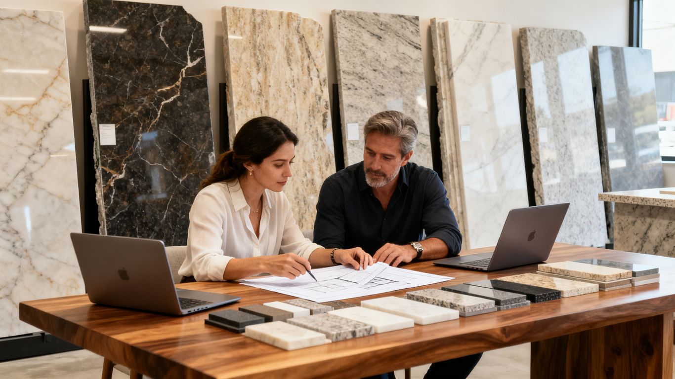 Modern countertop showroom with marketing planning