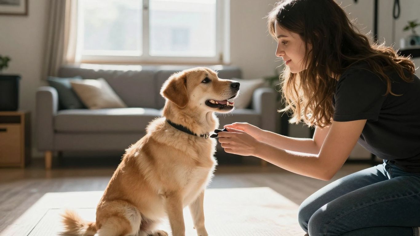 Dog and trainer in a positive learning environment.