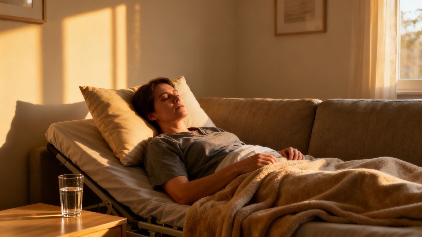 Resting comfortably during oral surgery recovery