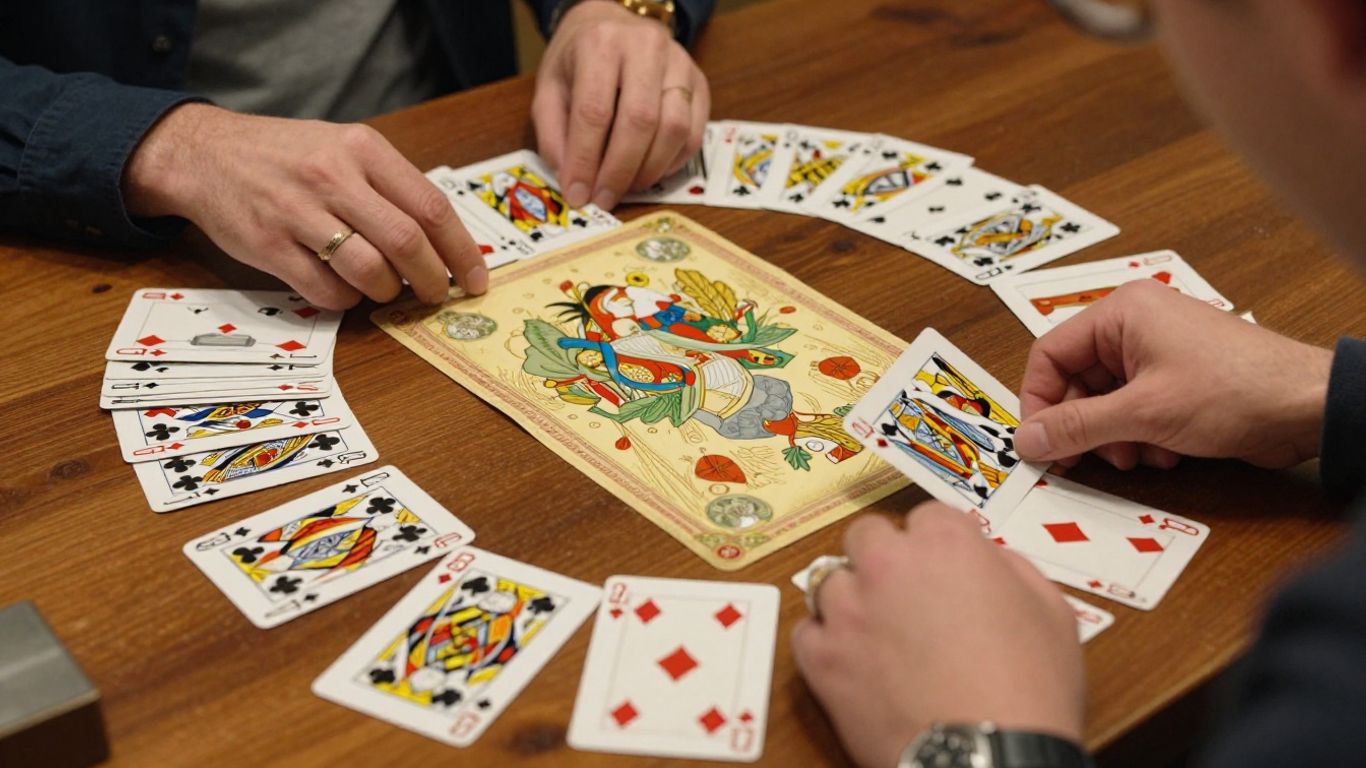 Classic Solitaire card game illustration with a deck and layout.