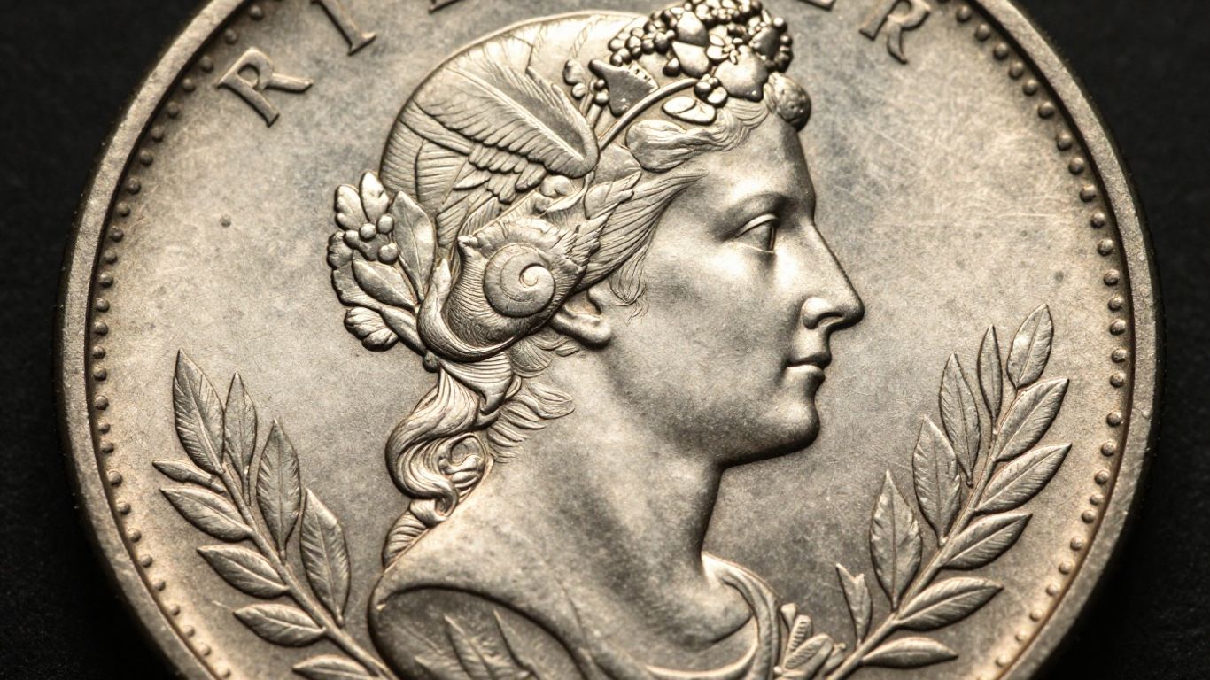 Close-up of a Mercury dime coin.