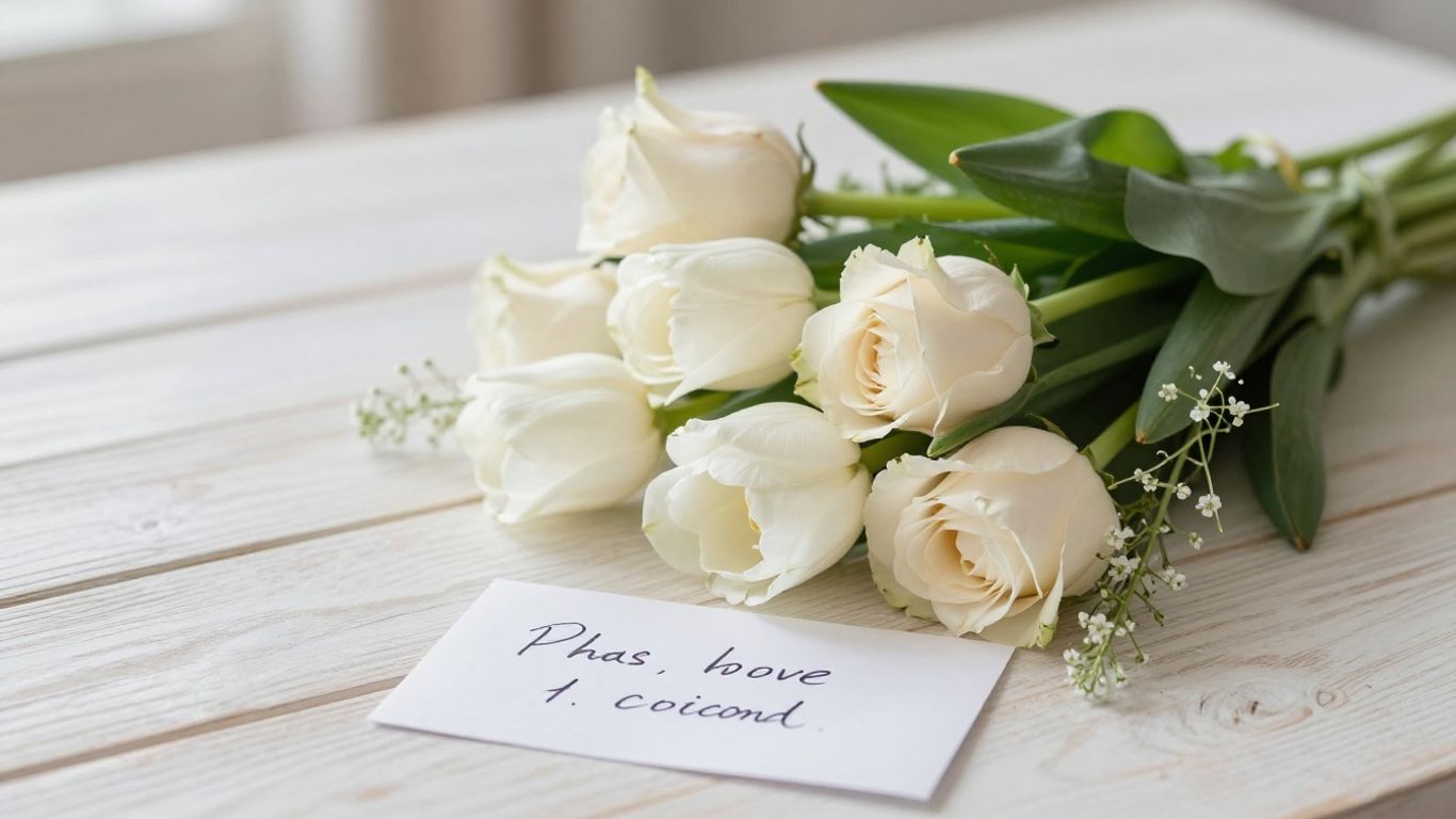 Soft apology bouquet in natural light