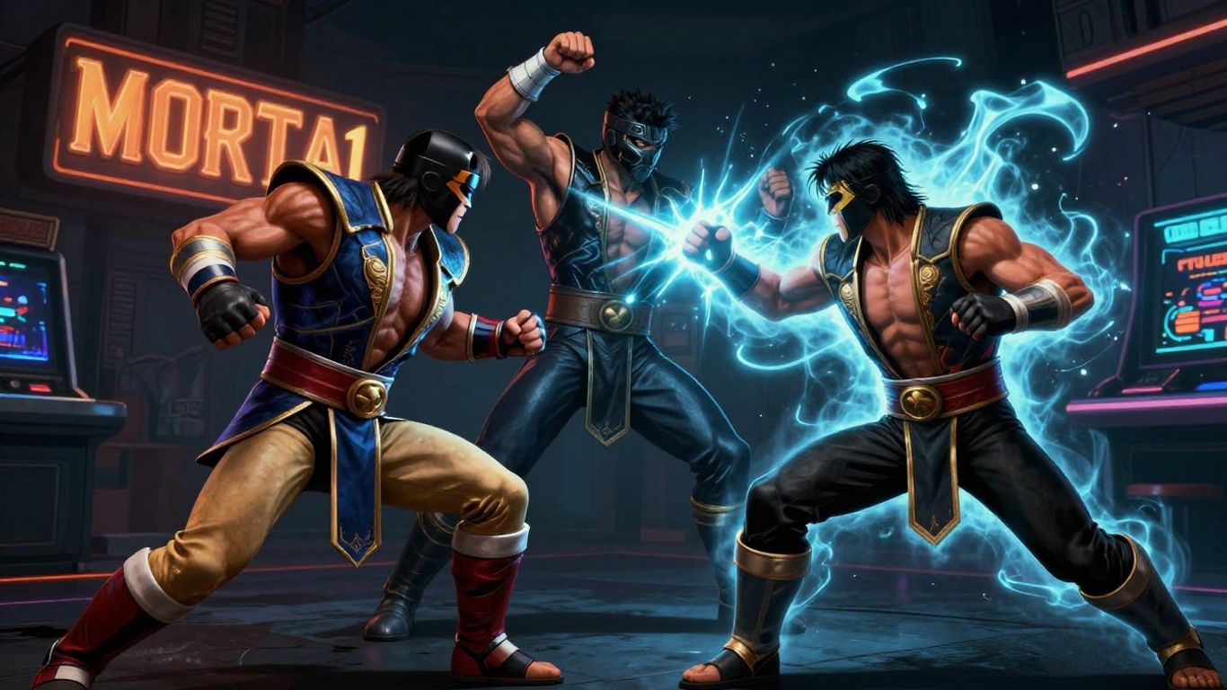 Mortal Kombat 1 characters in a fierce battle.