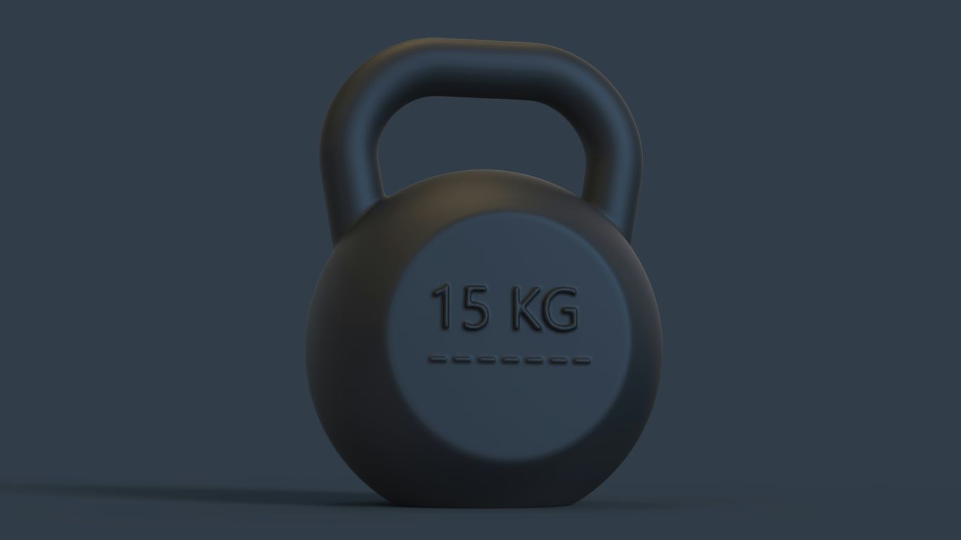 A gray kettle with the number 15 kg on it