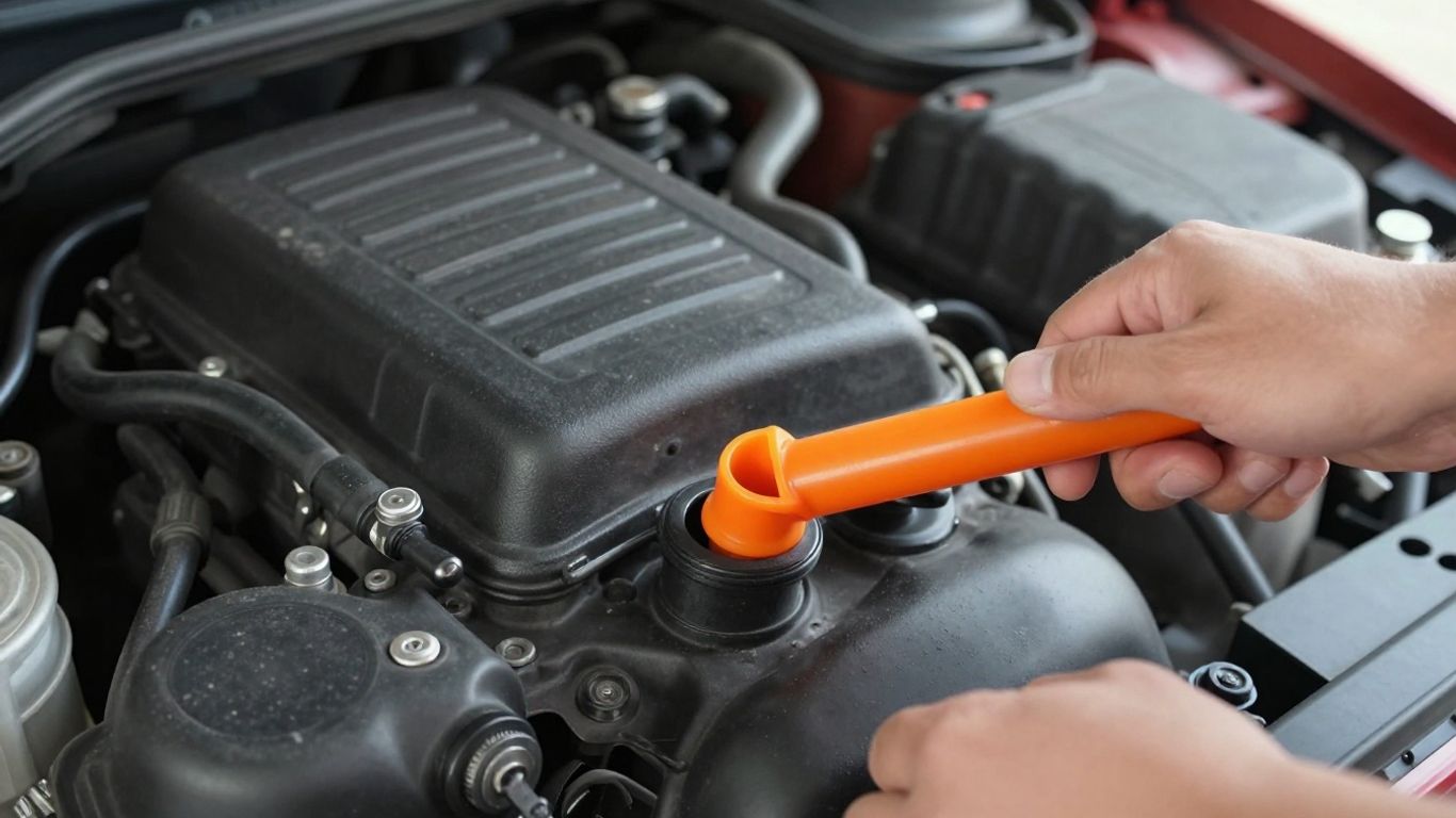 Assessing oil level with dipstick