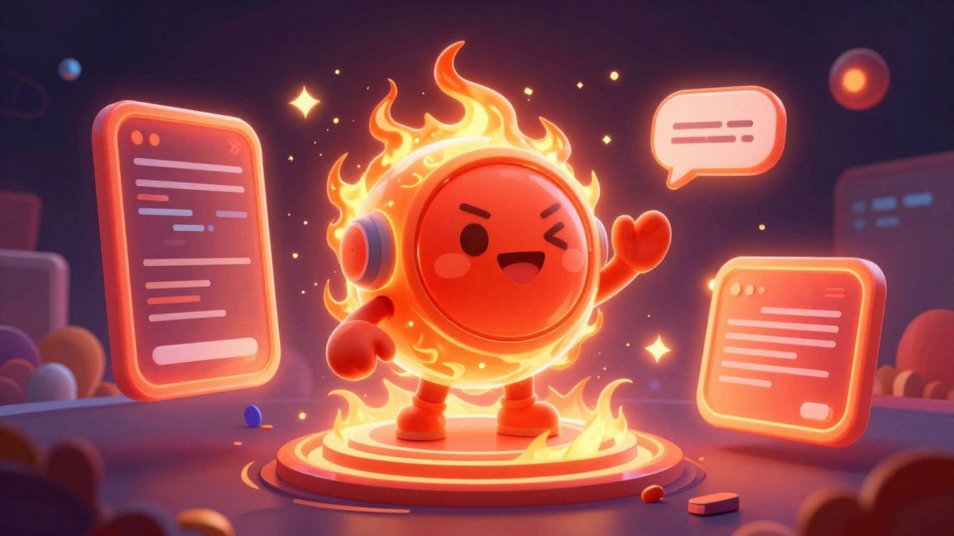 Spicy AI chatbot interface with a playful character.