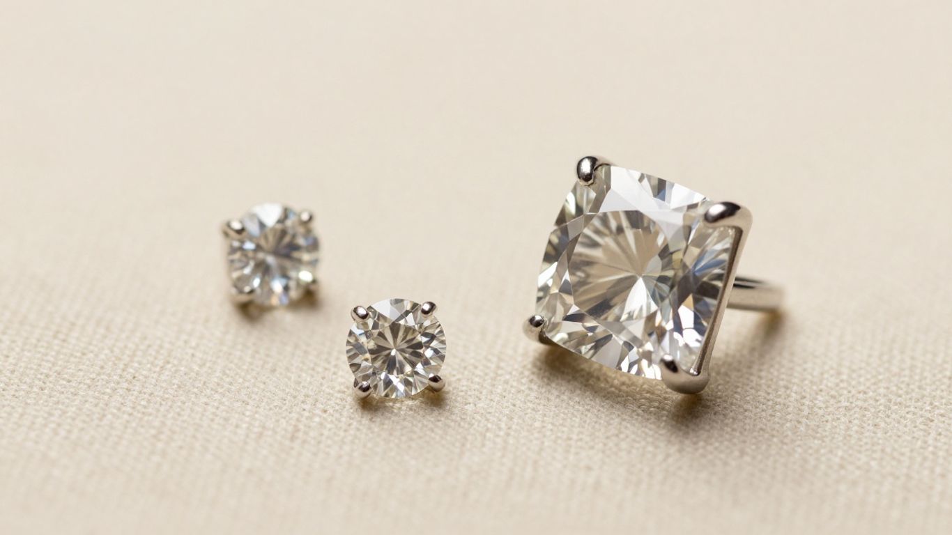 Close view of understated diamond stud settings