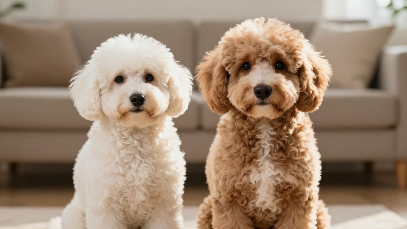 Bernedoodle puppy and Poodle together