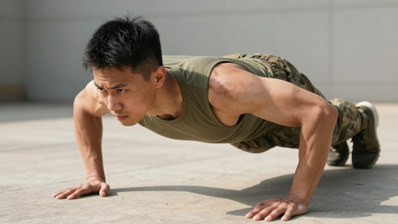 Soldier performing ACFT plank exercise with proper form.