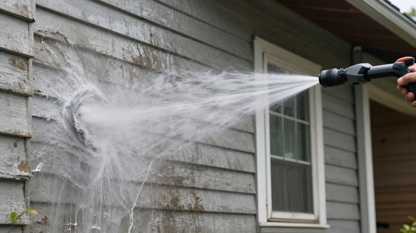 House being pressure washed clean