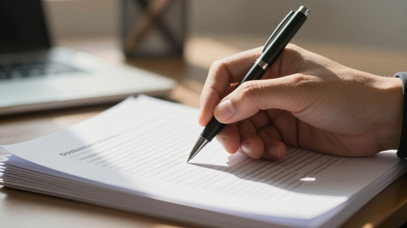Hand with pen over FAFSA documents.