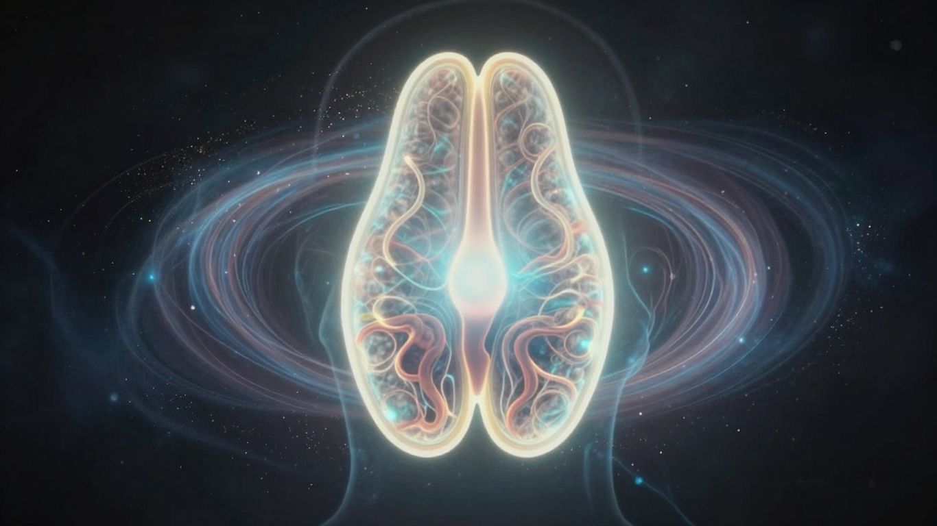 Glowing pineal gland within a head silhouette.