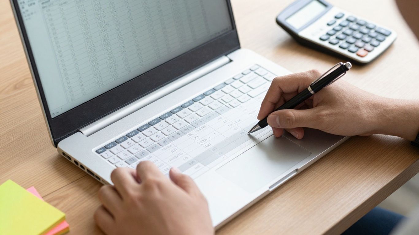 Hands reviewing a clean transaction spreadsheet