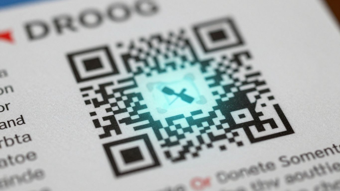 Dynamic QR code over a printed flyer.