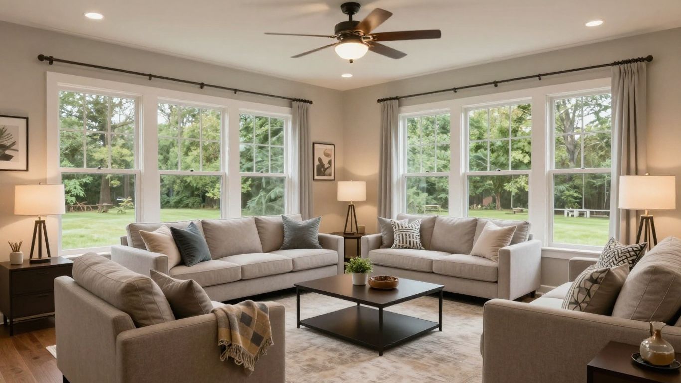 Modern living room in a Dacula, Georgia home remodel.