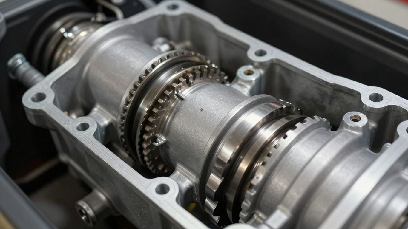 Toyota transmission with visible gears and internal components.