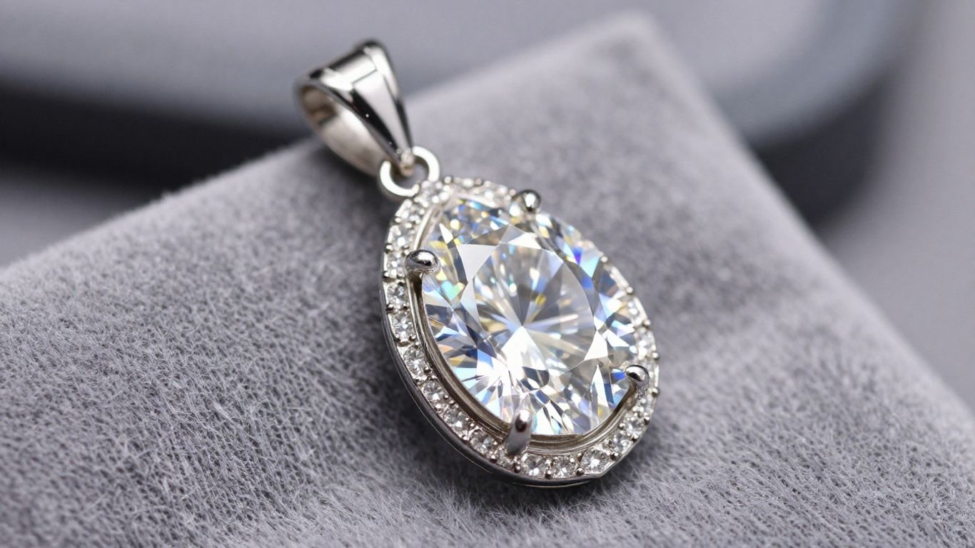 Sparkling diamond pendant on luxurious fabric.