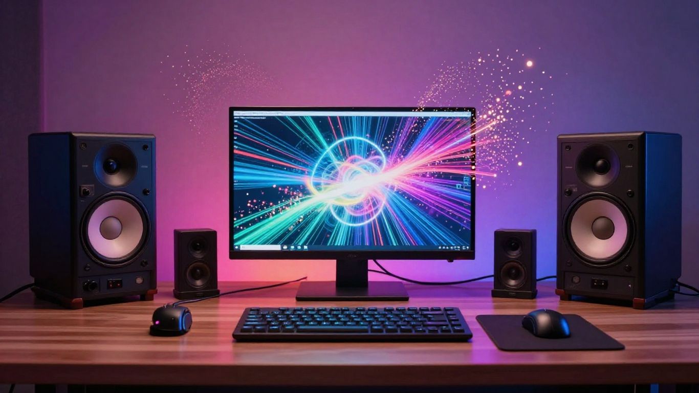 Detailed digital art showing vibrant surreal music scene