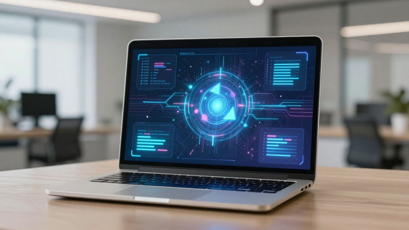 AI copywriter tool on a laptop screen.